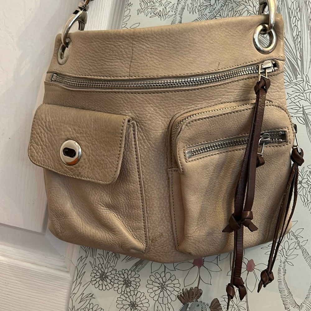 Roots Tan Leather Crossbody Bag